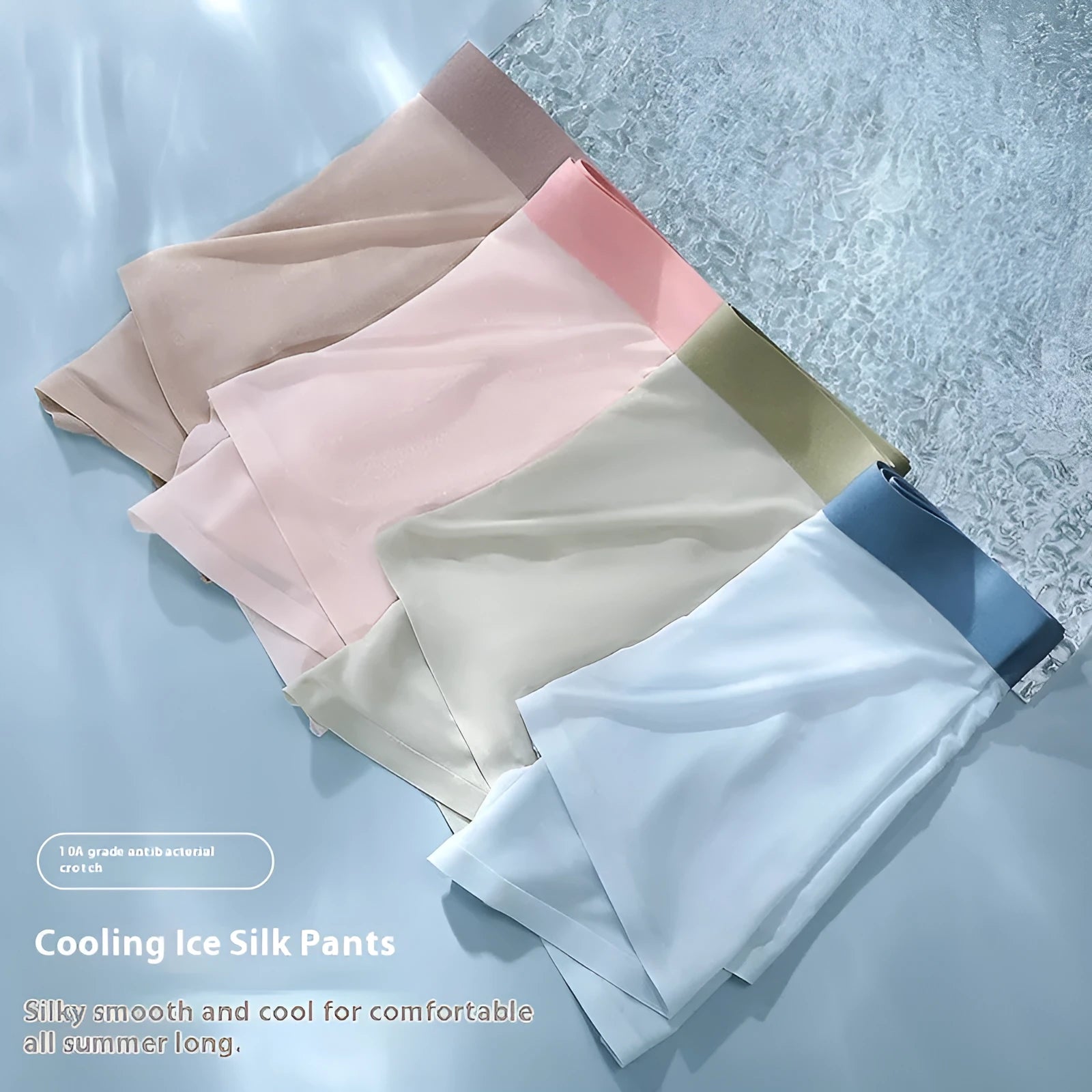 Ice silk men's shorts in bean green colour with mid-waist seamless design