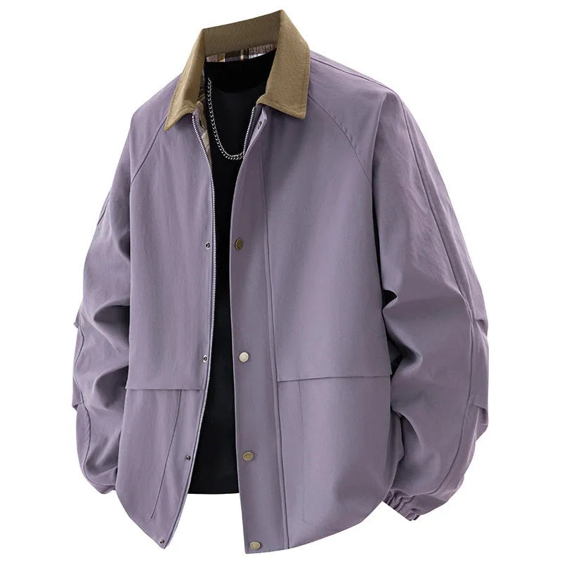 Men's plus size loose jacket polyester solid colour lapel collar sizes L-9XL