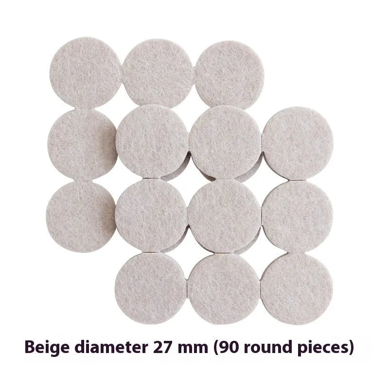 Beige plastic furniture protection pads in five sizes including round and square options