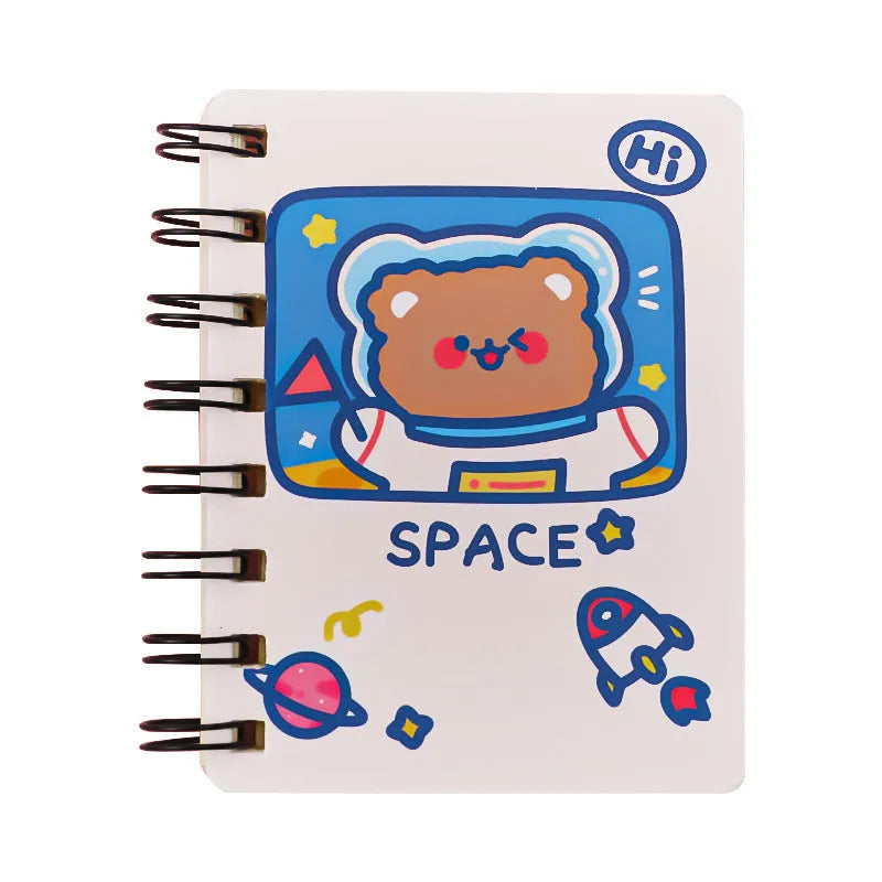 Astronaut series flipped pocket notebook in 10.5 by 8 cm size showing four cover colour options.