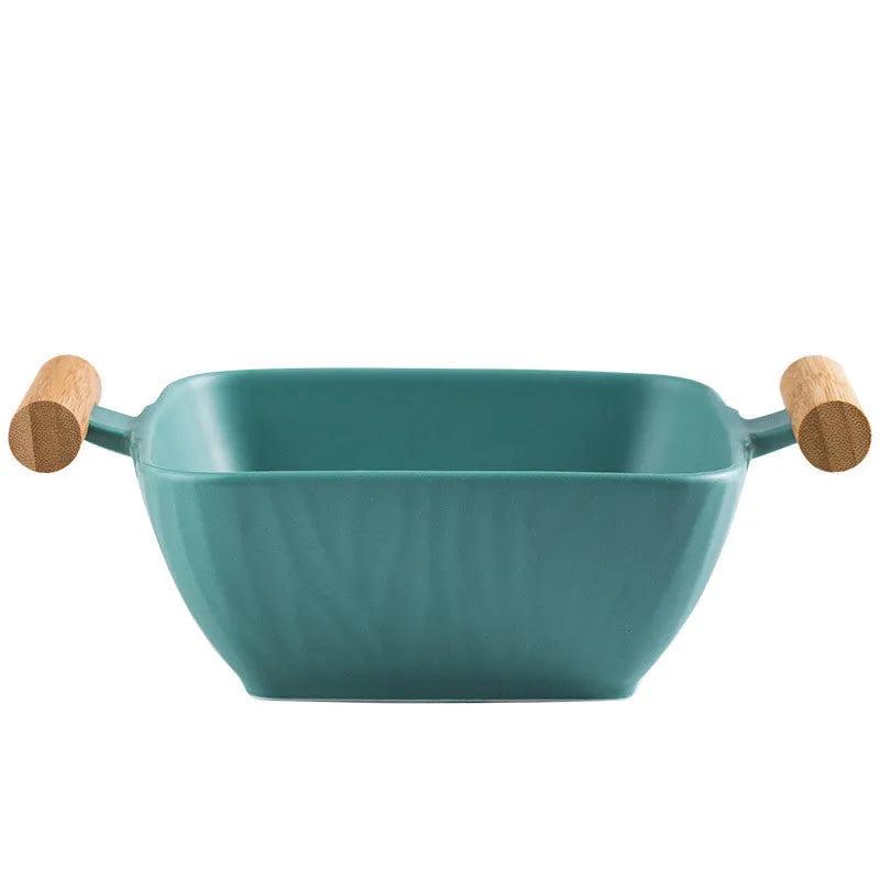 Creative irregular shaped porcelain bowl with matching lid in choice of four colours