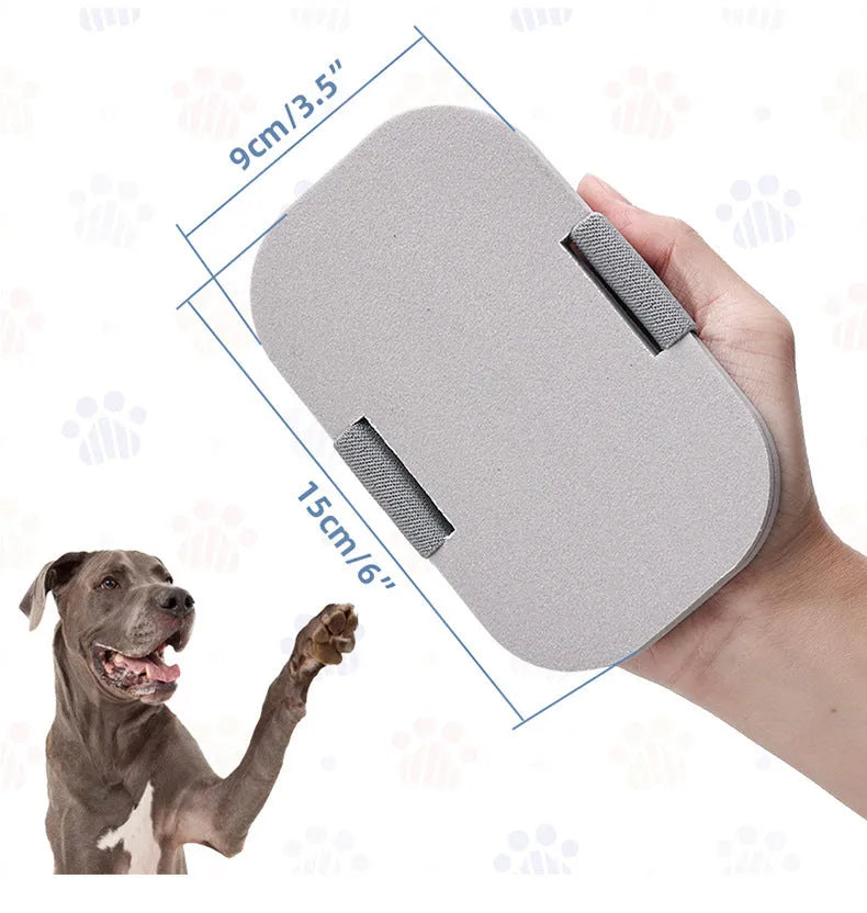 Grey detachable pet nail file grinder with four grooming boards and a soft EVA foam base.