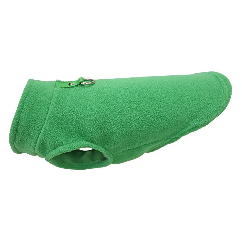 Polar fleece dog waistcoat winter coat in solid colours including red, black, blue, grey, green, purple, pink, brown