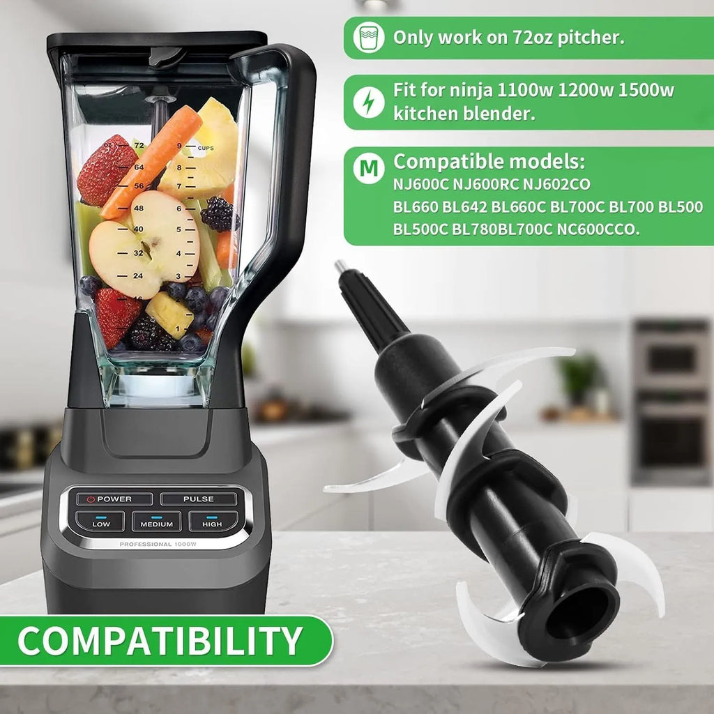 Stainless steel six-stack blade set and knife seat accessory for juicer and blender replacement.