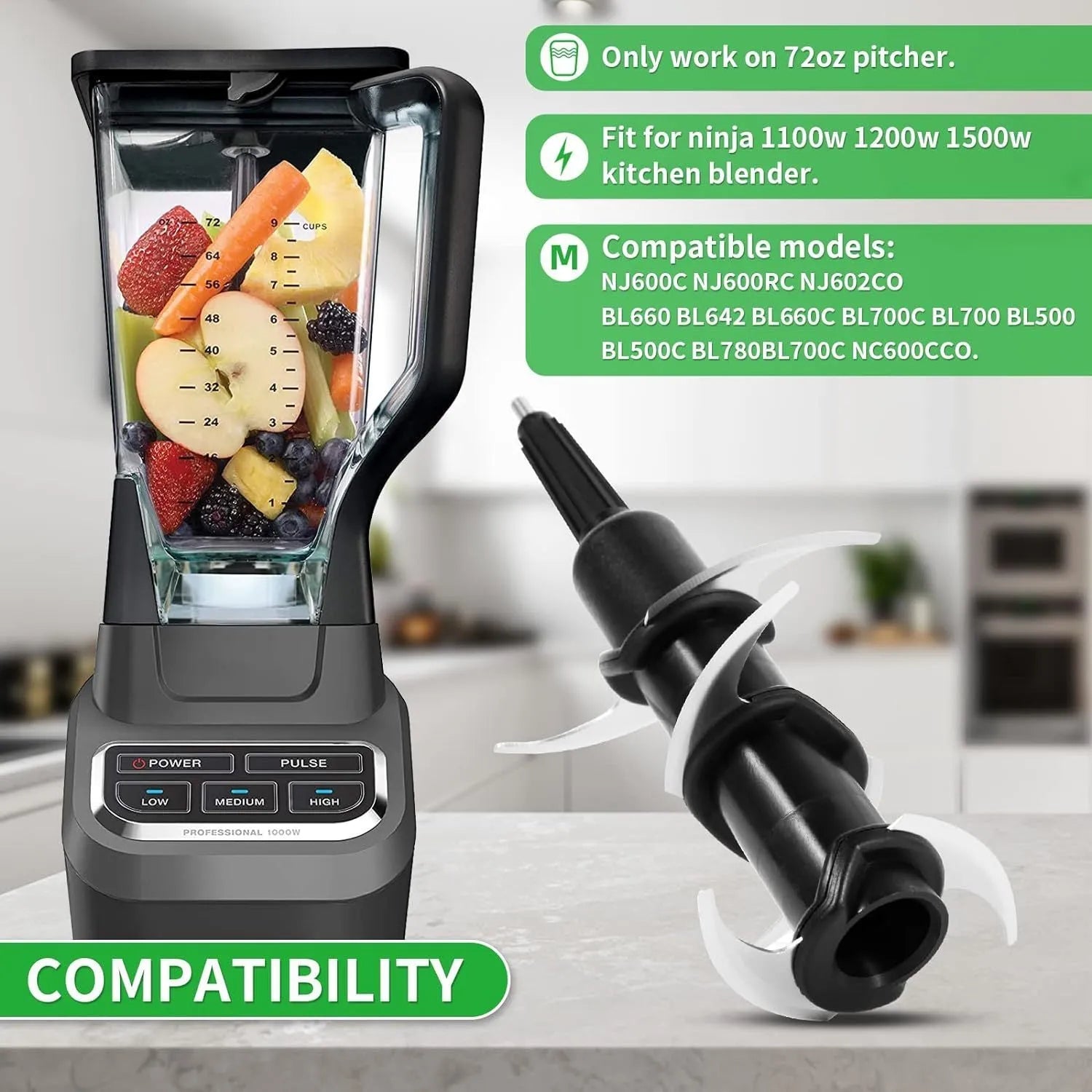 Stainless steel six-stack blade set and knife seat accessory for juicer and blender replacement.