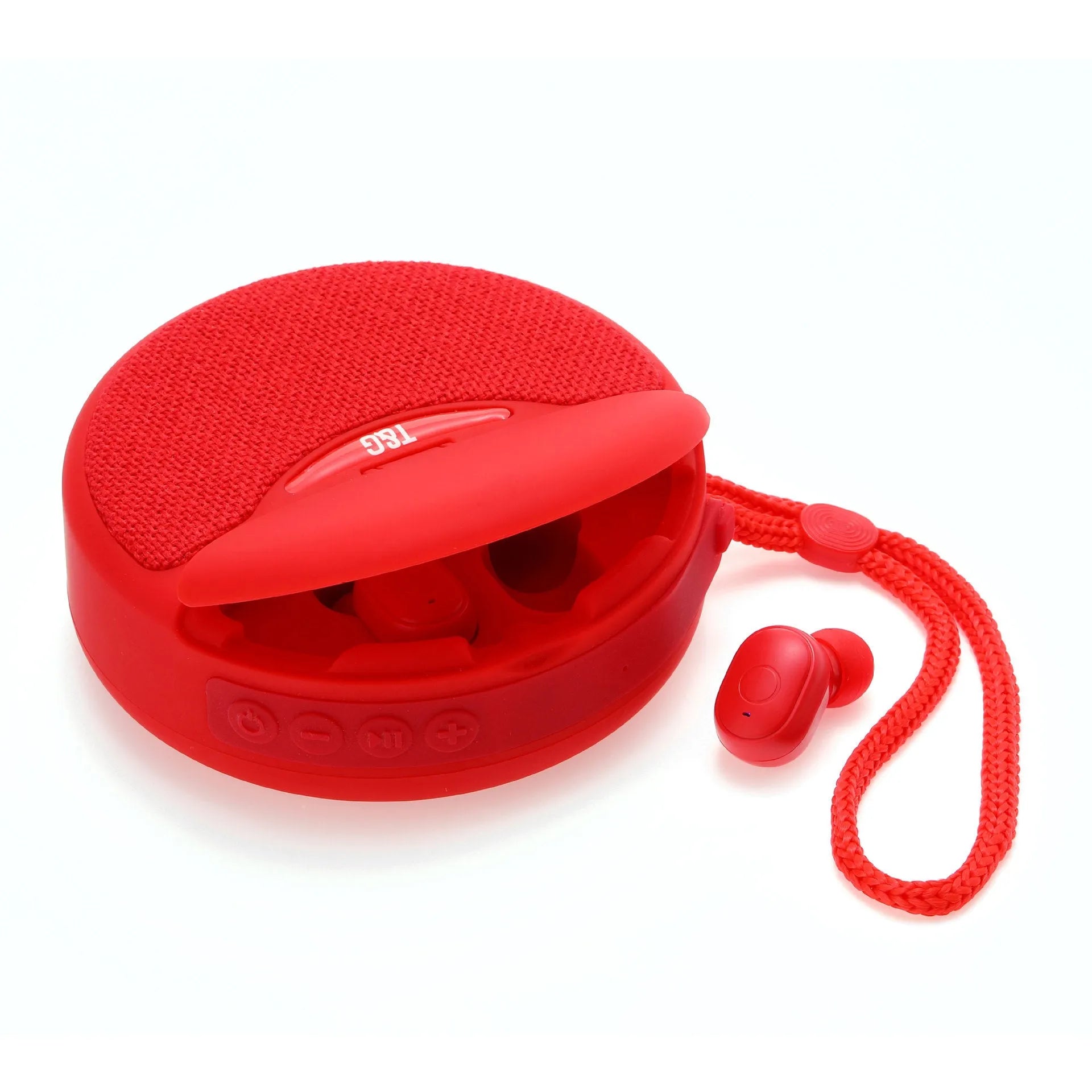 TG808 outdoor Bluetooth speaker with headset in black, showing horn and controls