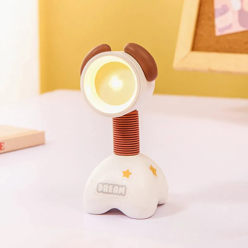 DIY cartoon character small night lamp with adjustable magnetic head in bear design on desk
