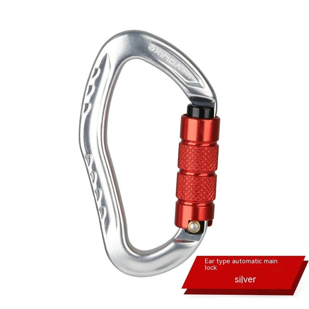 Automatic lock climbing carabiner in five colour options for rock climbing gear