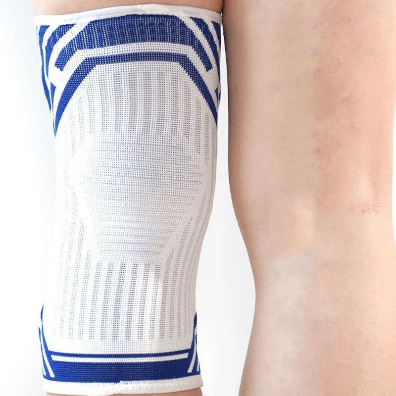 High elasticity cotton knee pads in blue colour for basketball and running sports