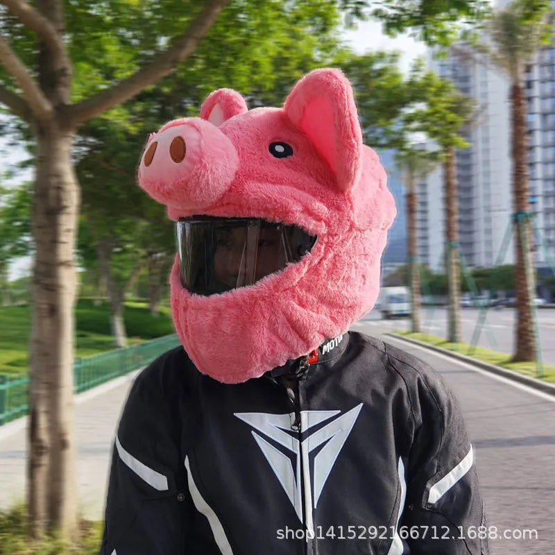 Motorcycle helmet protective sleeve in cartoon hood design with PV velvet plush material