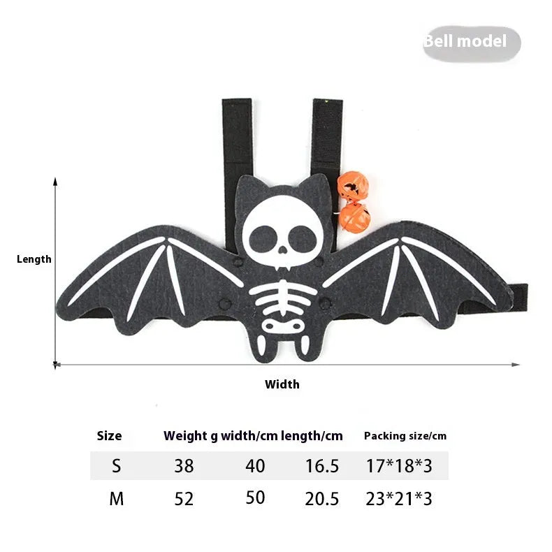 Halloween batwing cat costume in felt material with optional jingle bells