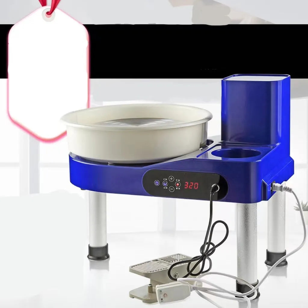 Blue pottery drawing machine with 28cm aluminium alloy turntable and touch screen control panel