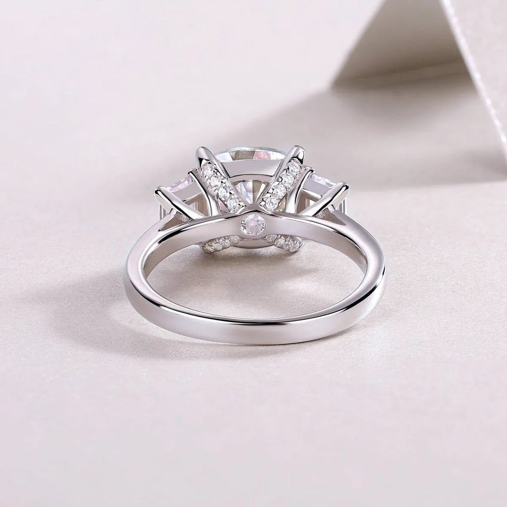 Moissanite wedding ring set with 9x9mm square stone, S925 silver platinum plated, sizes 5-9, gift box