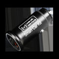 Black ABS plastic car GPS tracker device designed to plug into a vehicle's 12V power outlet for real-time location tracking.