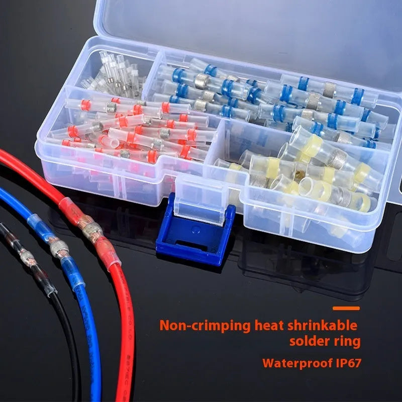 Heat shrink solder ring terminal block in multiple colours for waterproof 32A wiring connections