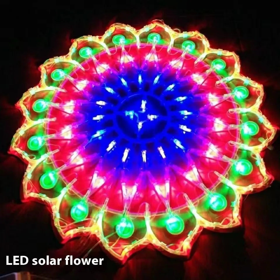 Christmas outdoor string lights with decorative shaped bulbs including peacock, heart, sunflower and star designs