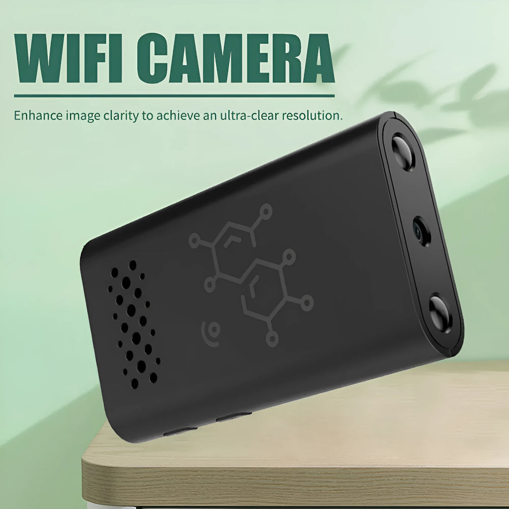 Black smart security camera with WiFi connectivity for baby monitoring and home surveillance