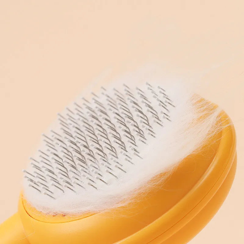 Hoopet Hamburger Hair Removal Comb with stainless steel needles in yellow colour for pet grooming