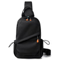 Men's black waterproof polyester crossbody bag with single shoulder strap