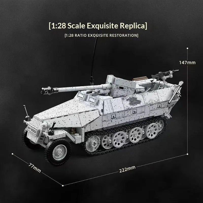Anti-tank half-track tracked armored vehicle building block model with plastic blocks for boys aged 7-14