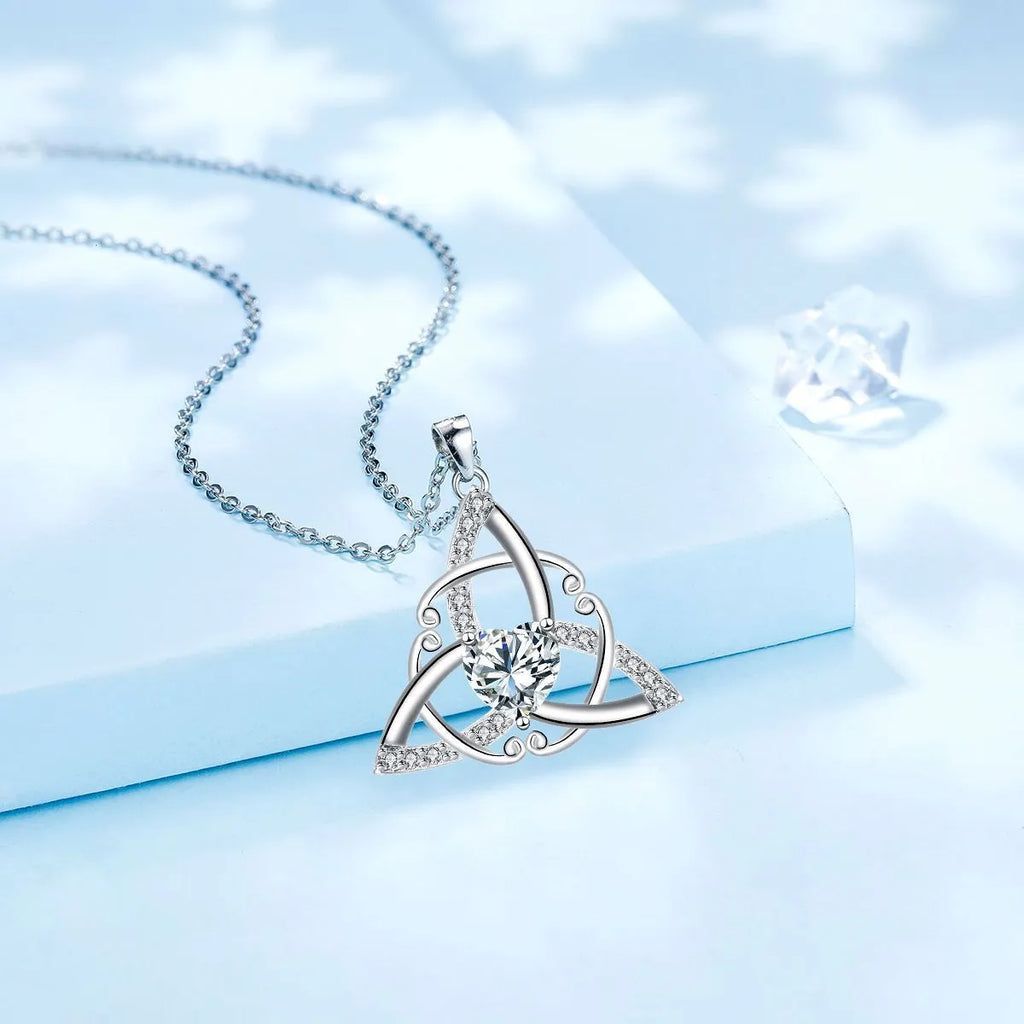 Celtic knot pendant necklace for women in copper with geometric design