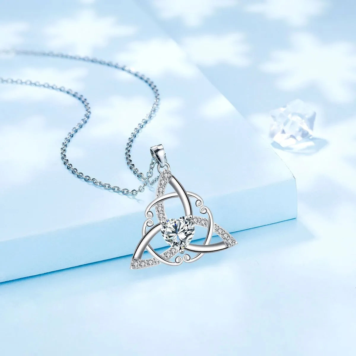 Celtic knot pendant necklace for women in copper with geometric design