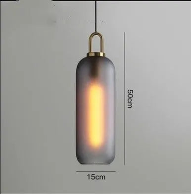Nordic simple modern glass ball chandelier with iron frame, scrub soot 20cm, adjustable height 0.5m for indoor use