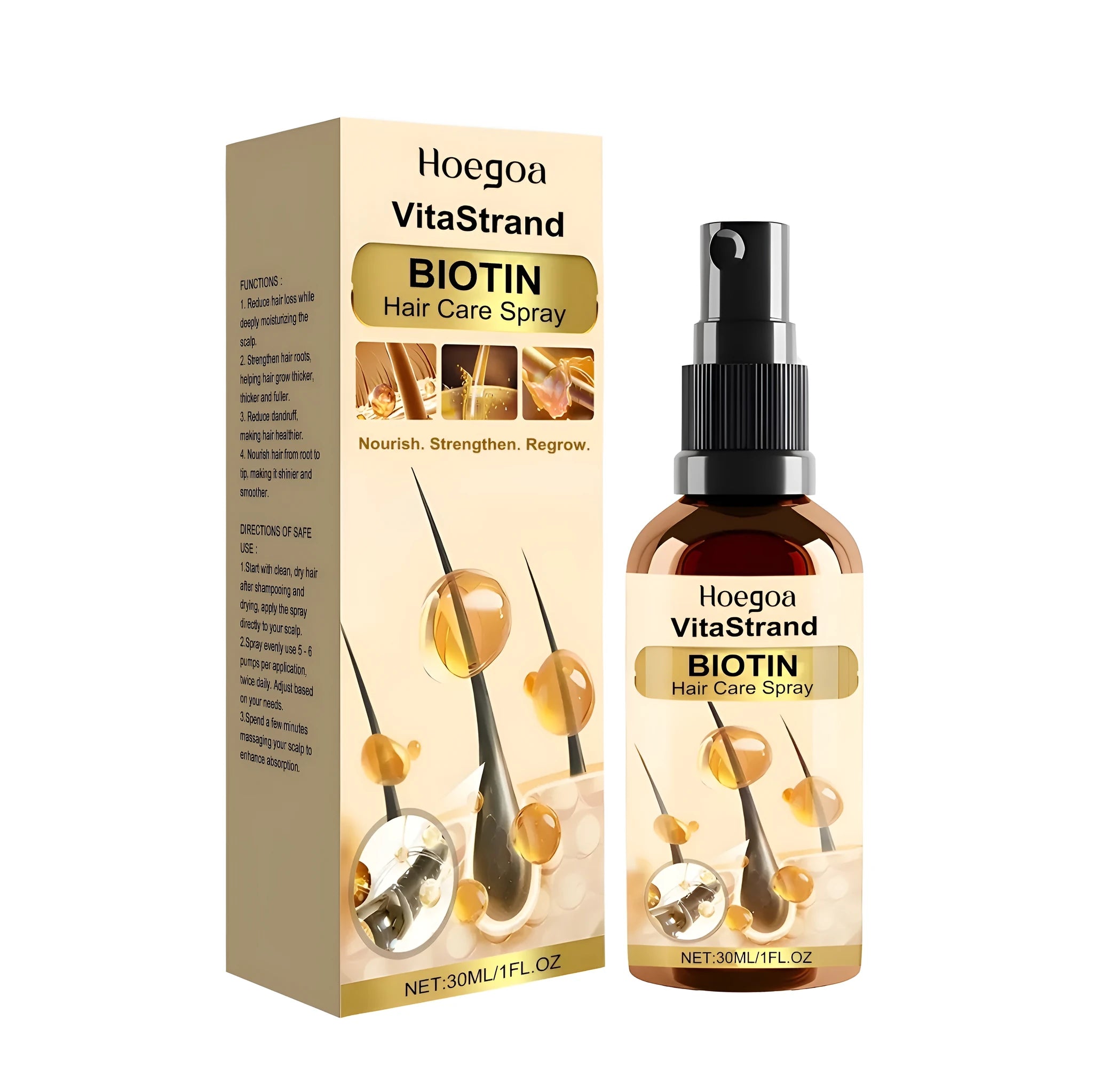 30ml hair growth spray bottle with ginger root oil and biotin formula