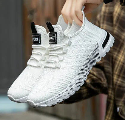 Men's solid colour casual shoes with a mesh upper, shown in multiple available colours.