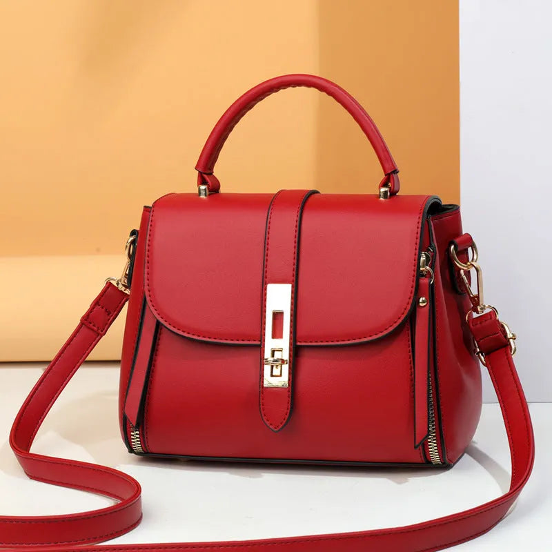 Women's soft PU leather messenger bag in square vertical design with shoulder strap
