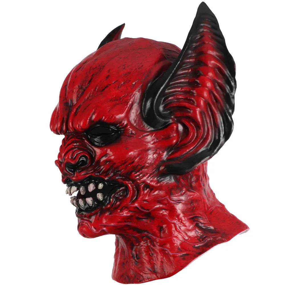 Red bat horror mask for adult Halloween and party costume dress-up.