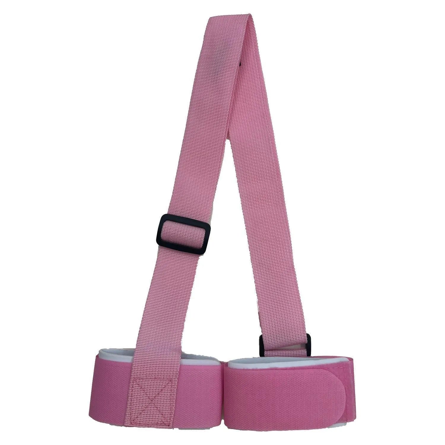 Adjustable shoulder strap for skiing bandages with hook and loop fastening