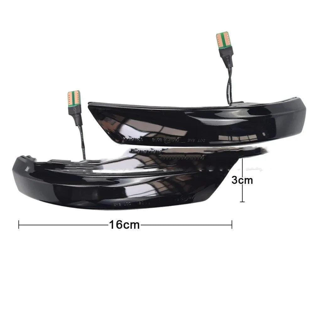 Ford Focus and Mondeo rearview mirror LED waterfall light with blue accent in ABS housing