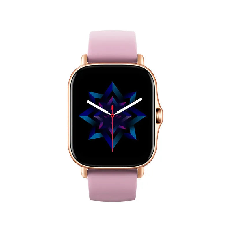 GT20 smartwatch with black silicone strap and alloy case showing heart rate monitoring on screen.