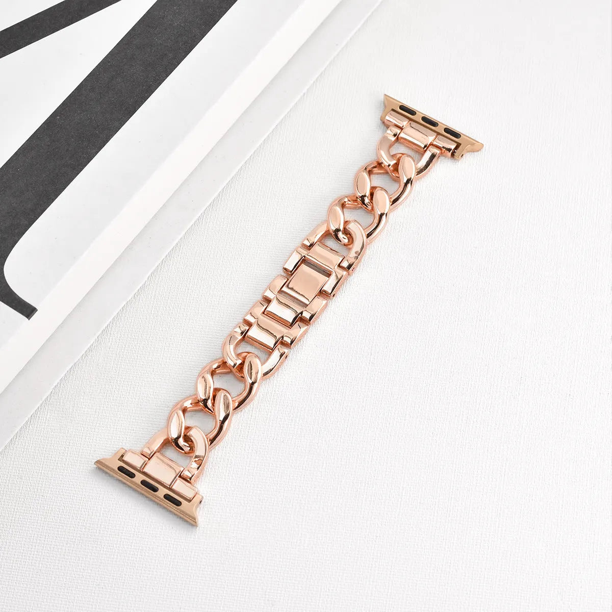 Denim chain metal watch strap for Apple Watch in silver, black, gold, rose gold, or Starlight colour.