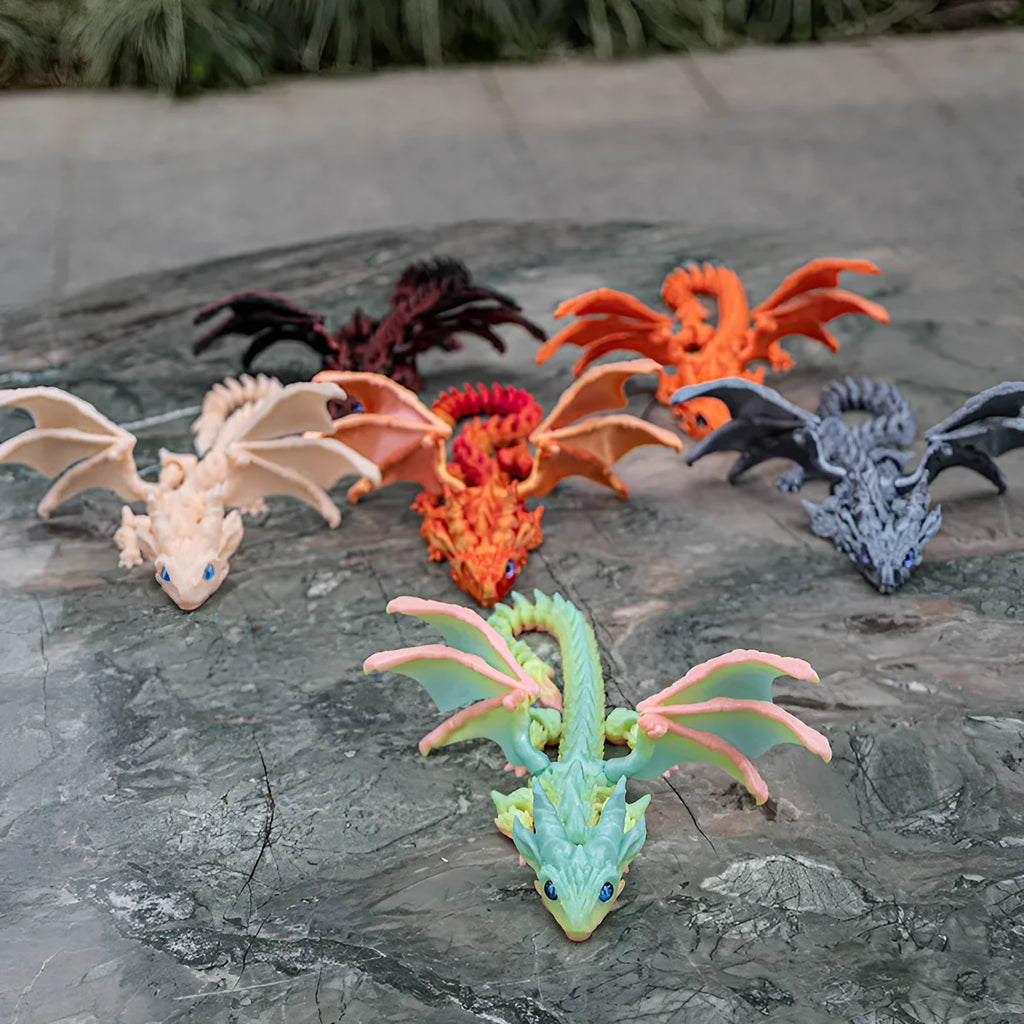 3D printed flying dragon wings decoration toy with detailed texture in multiple colour options