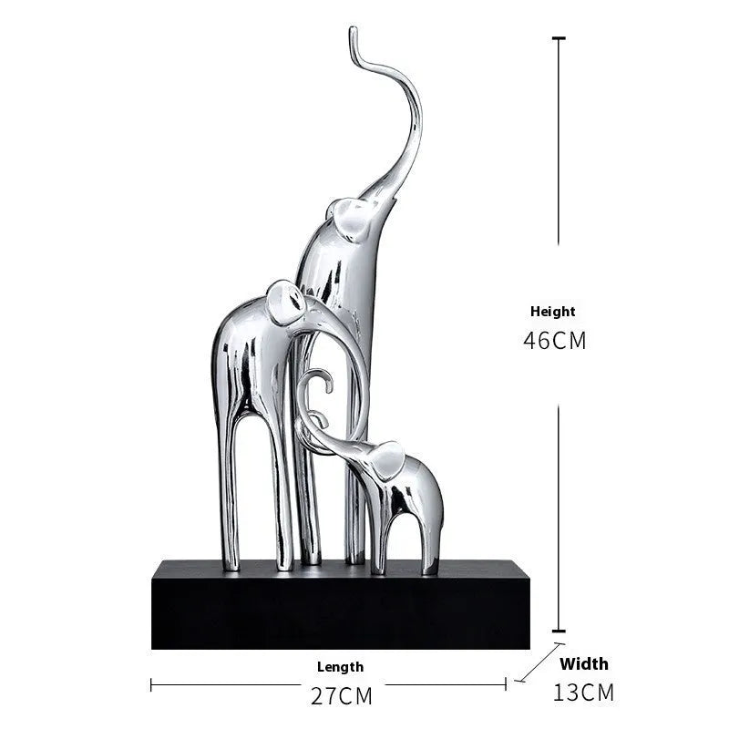 European style decorative elephant ornament in resin, available in bright gold, rose gold, silver, or retro colour.