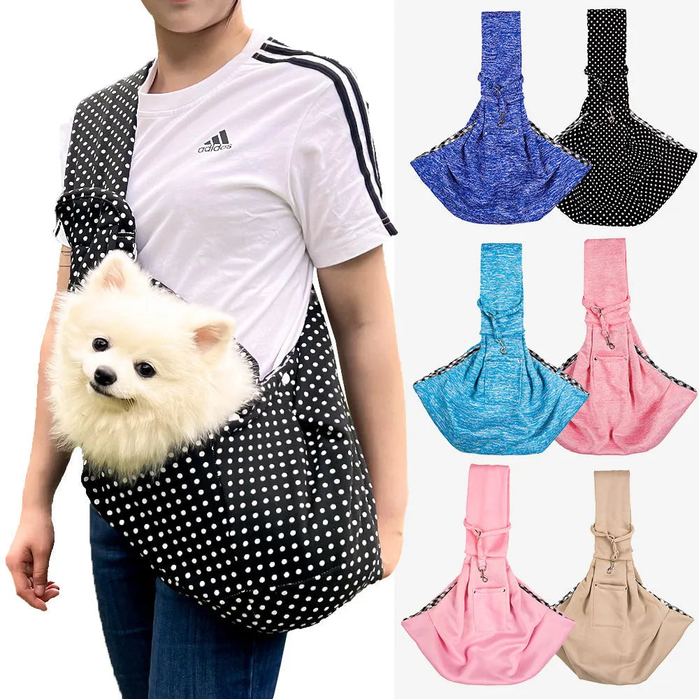 Polyester pet crossbody bag M size for cats and dogs under 7.50 kg in black colour option