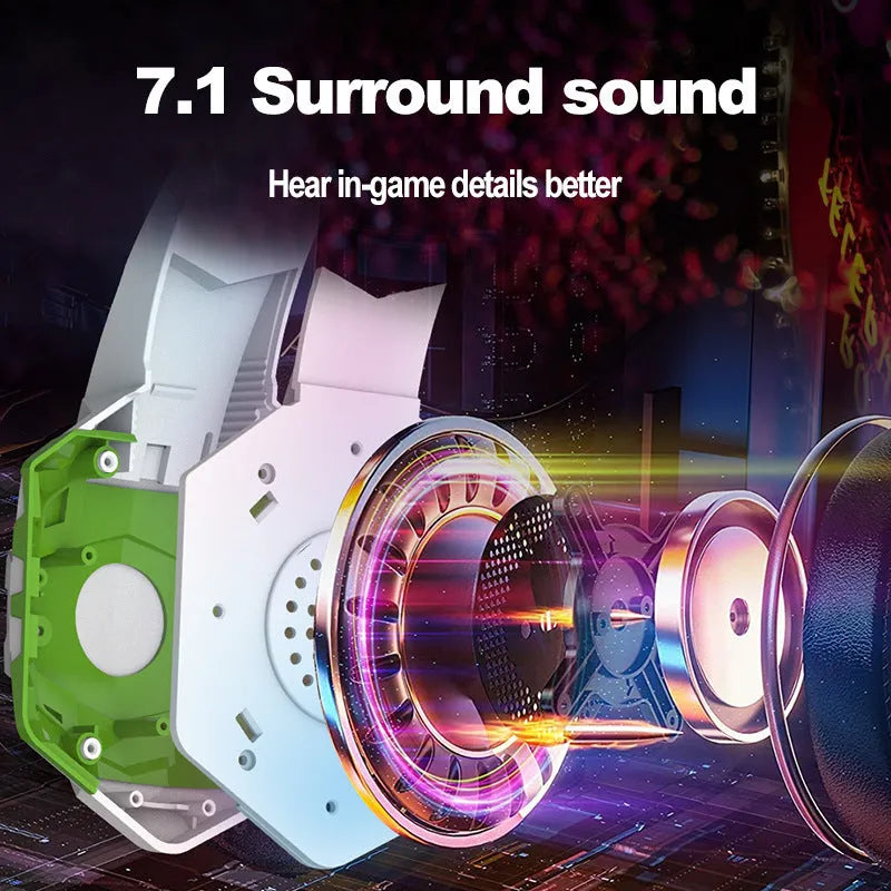 Wired gaming headset with LED breathing lights and microphone in multiple colour options