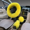 Wool and cashmere steering wheel cover and two handle covers set for cars in various colours