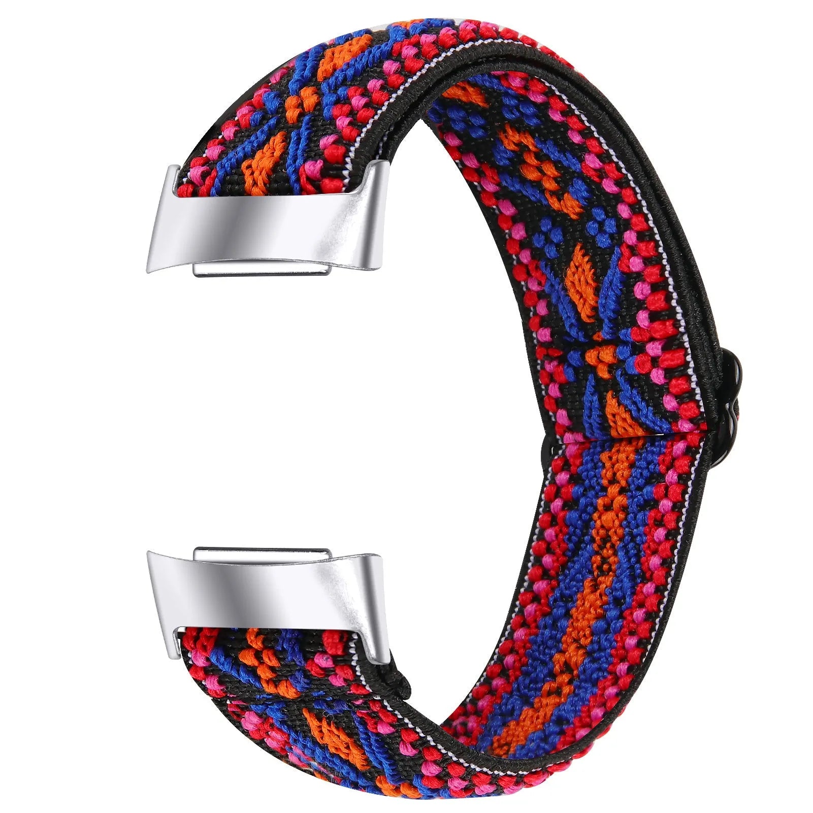 Printed elastic replacement watch strap for Fitbit Charge 6 in assorted colours on a white background