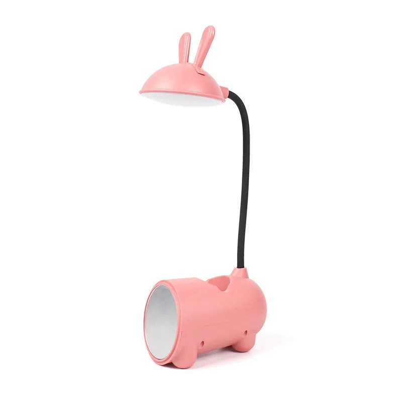 Cartoon desktop lamp with pen container in green, dark blue, or pink colours
