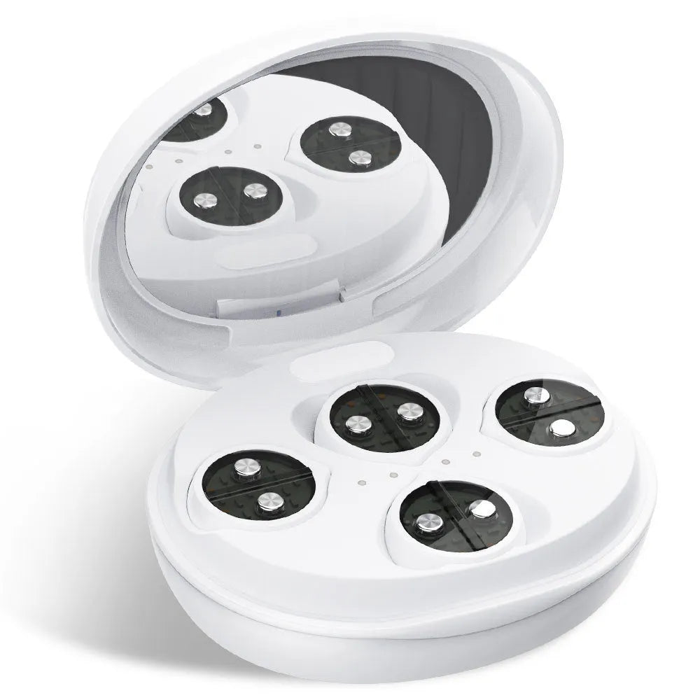 White wireless red light EMS eye and facial massager device for home beauty care