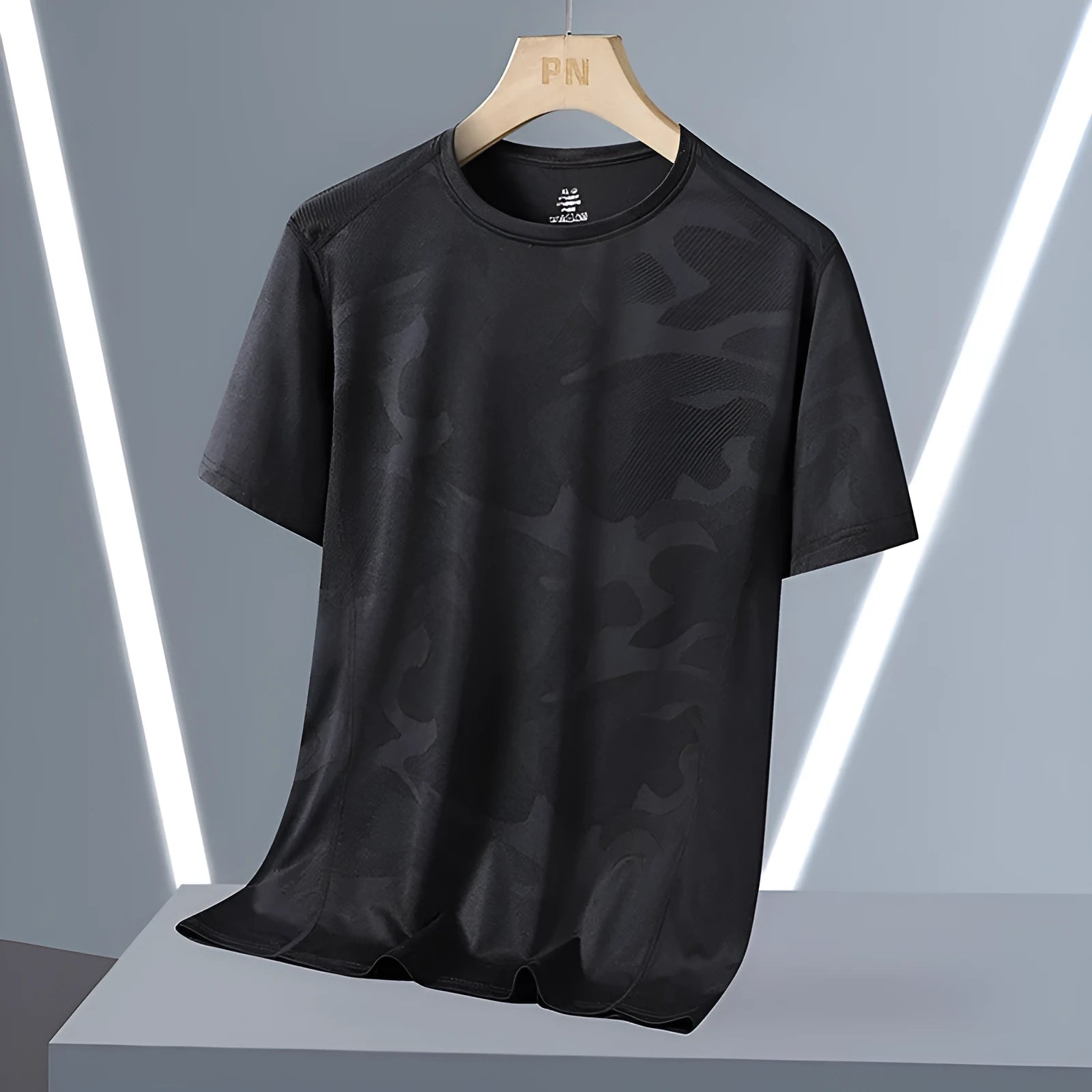 Men's loose-fit camouflage pattern summer top in quick-dry nylon, shown in Army Green.
