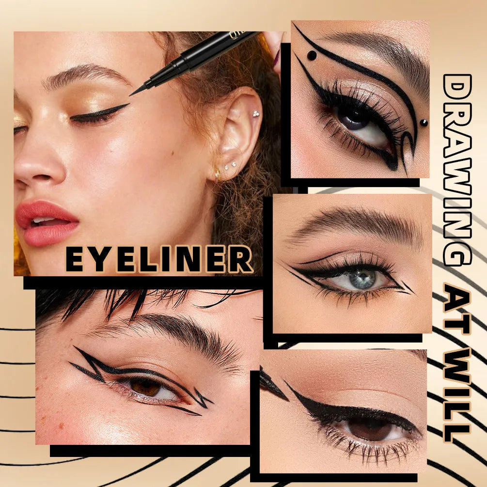 Black liquid eyeliner pen with matte finish and quick-drying formula