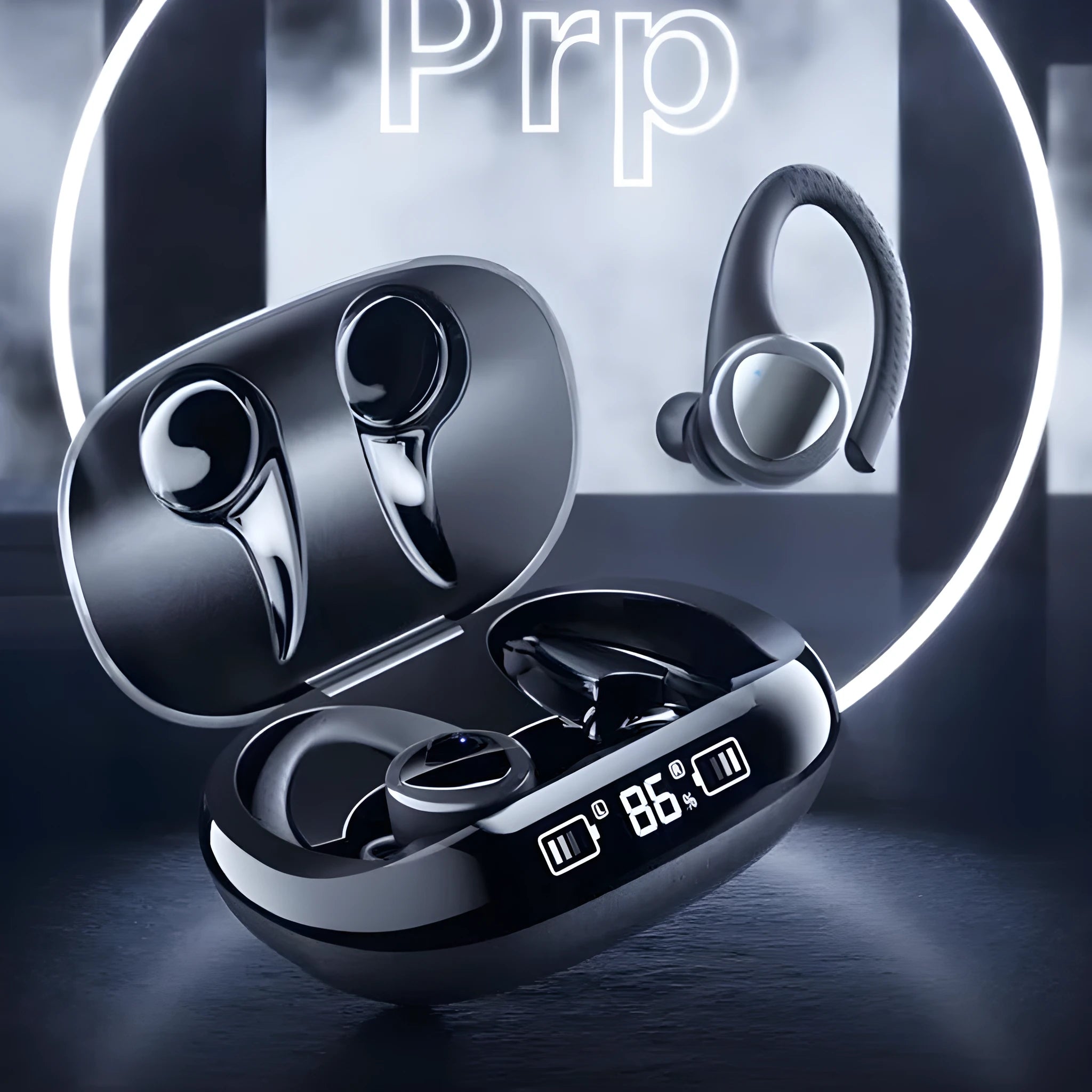 True wireless in-ear earbuds with Bluetooth 5.2, noise cancellation, Type-C charging case, black colour