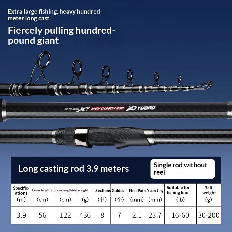 Newly upgraded Sparkling Lake carbon casting rod for long-distance sea fishing, ultra-hard, 2.1m to 5.4m sizes