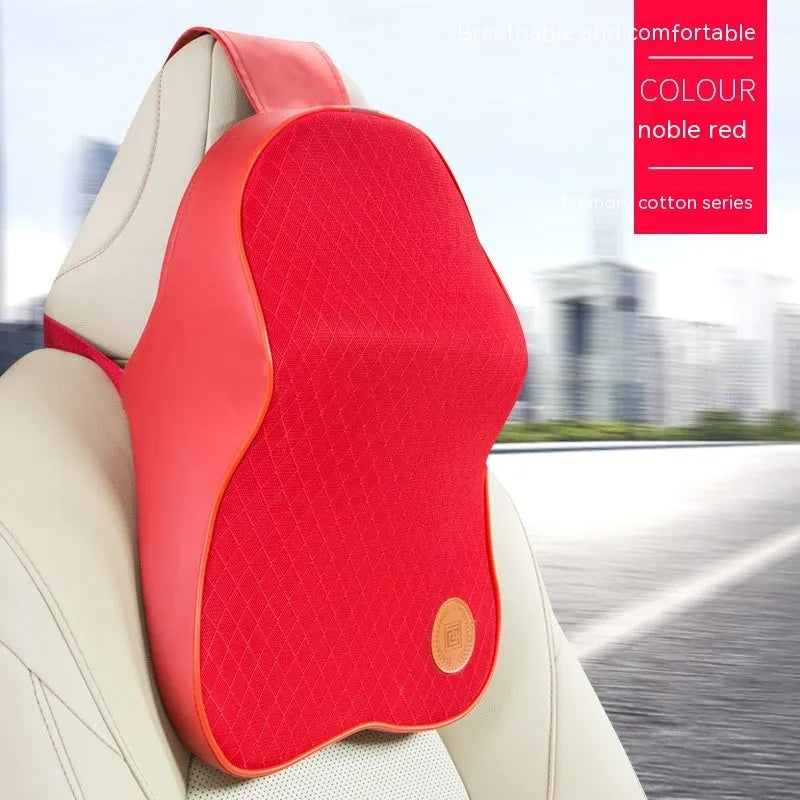 Memory foam car headrest pillow and lumbar support pillow set in seven colour options