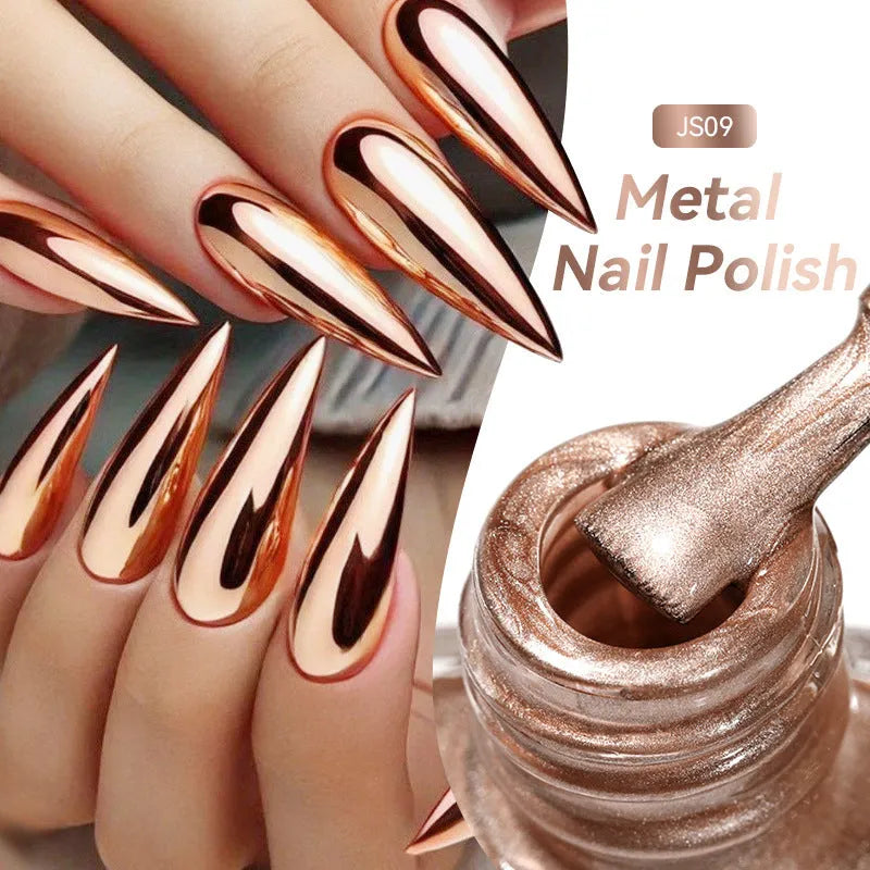 Quick-dry metallic mirror nail polish 7ml bottle in Morandi ice transparent macaron shades