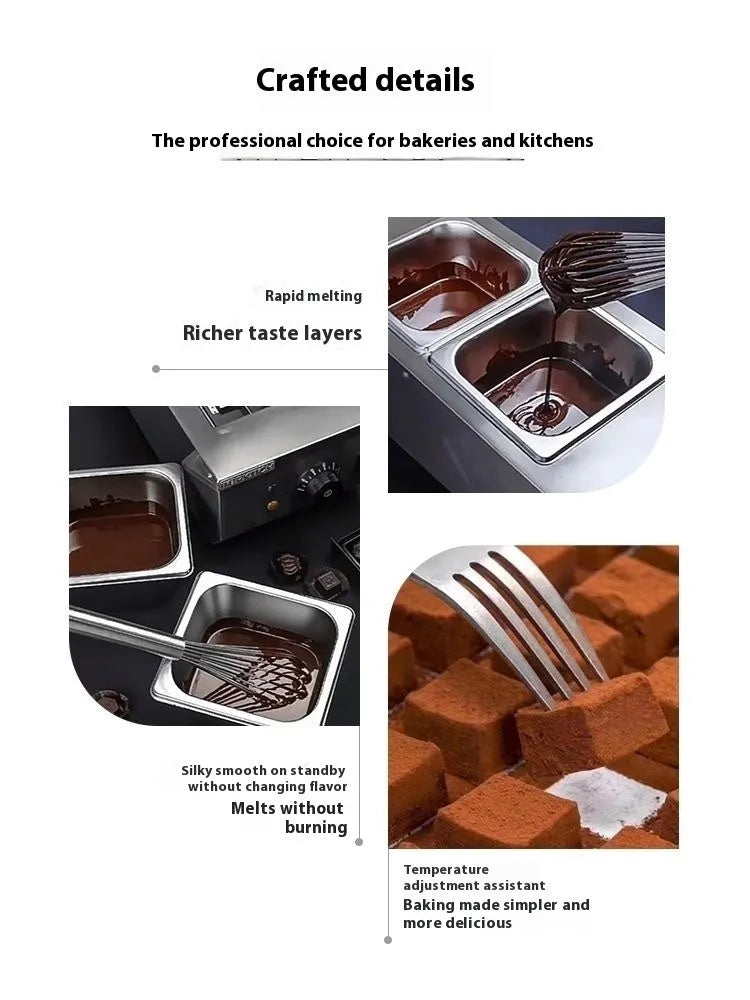 Commercial electric chocolate melting machine with dual-pot water insulation heating system